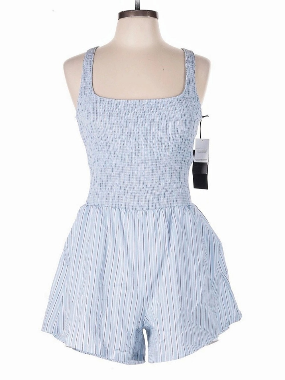NWT YPB by Abercrombie On The Go Smocked Striped Active Dress Romper Blue L